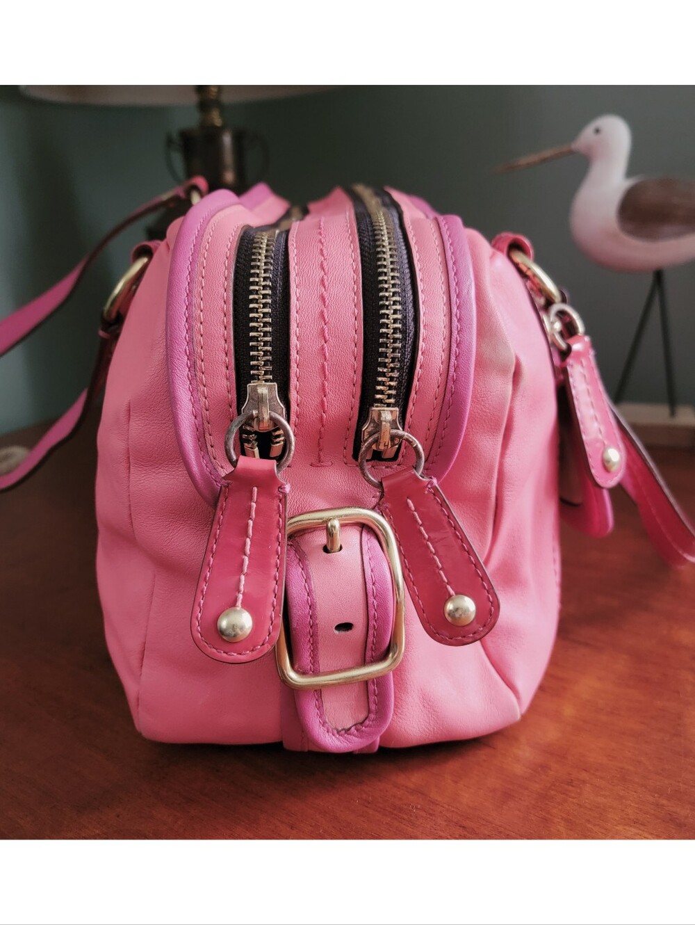 Coach 13382 Bonnie Satchel Pink Colorblock Leather Shoulder Bag Y2K - Picture 2 of 16